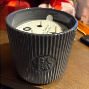 Gray Textured Candle and Holder